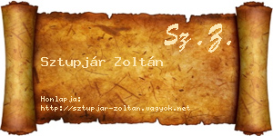 Sztupjár Zoltán névjegykártya